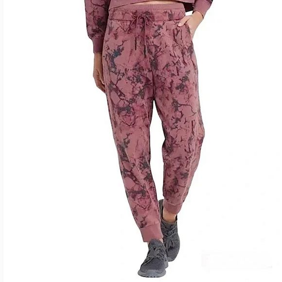 JoyLab Crushed Berry Relaxed Fit Sweatshirt & Mid-Rise Terry Jogger Pants Set - Picture 5 of 9